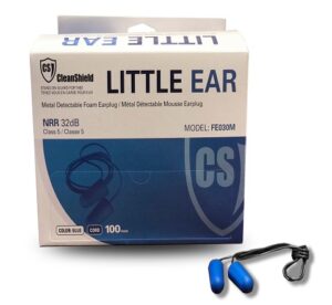 LittleEar® Metal Detectable Foam Earplug, Cord, Blue