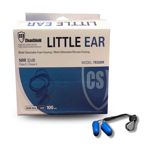 LittleEar® Metal Detectable Foam Earplug, Cord, Blue