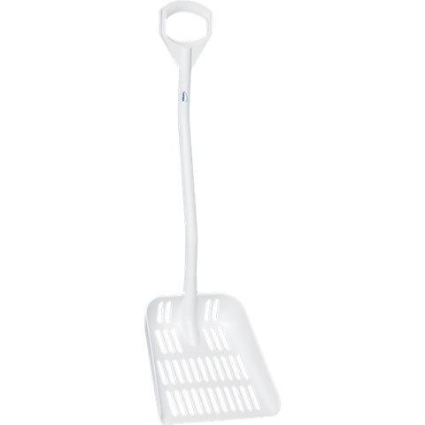 Vikan Ergonomic shovel with drain holes, 13.8", White