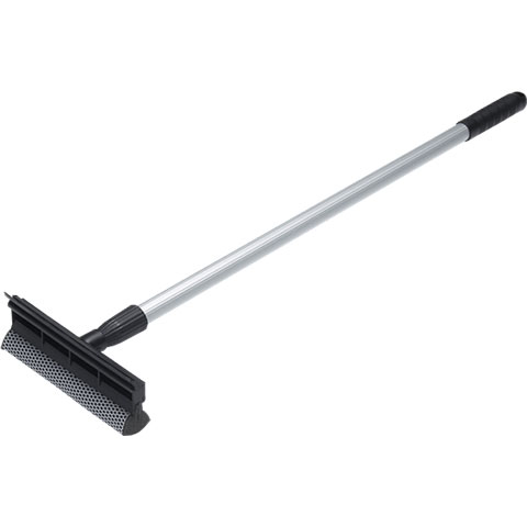 Vikan Windscreen Scraper w/Sponge & Telescopic Handle, 28", Black