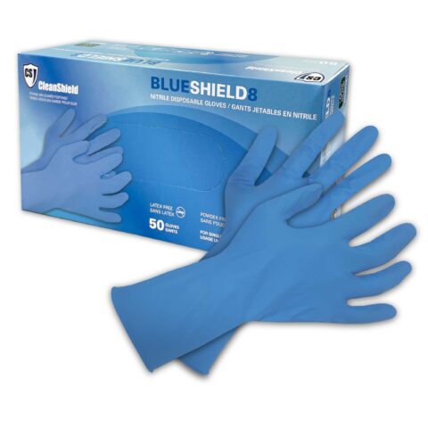 Blue Shield8 Nitrile Disposable Gloves, Blue