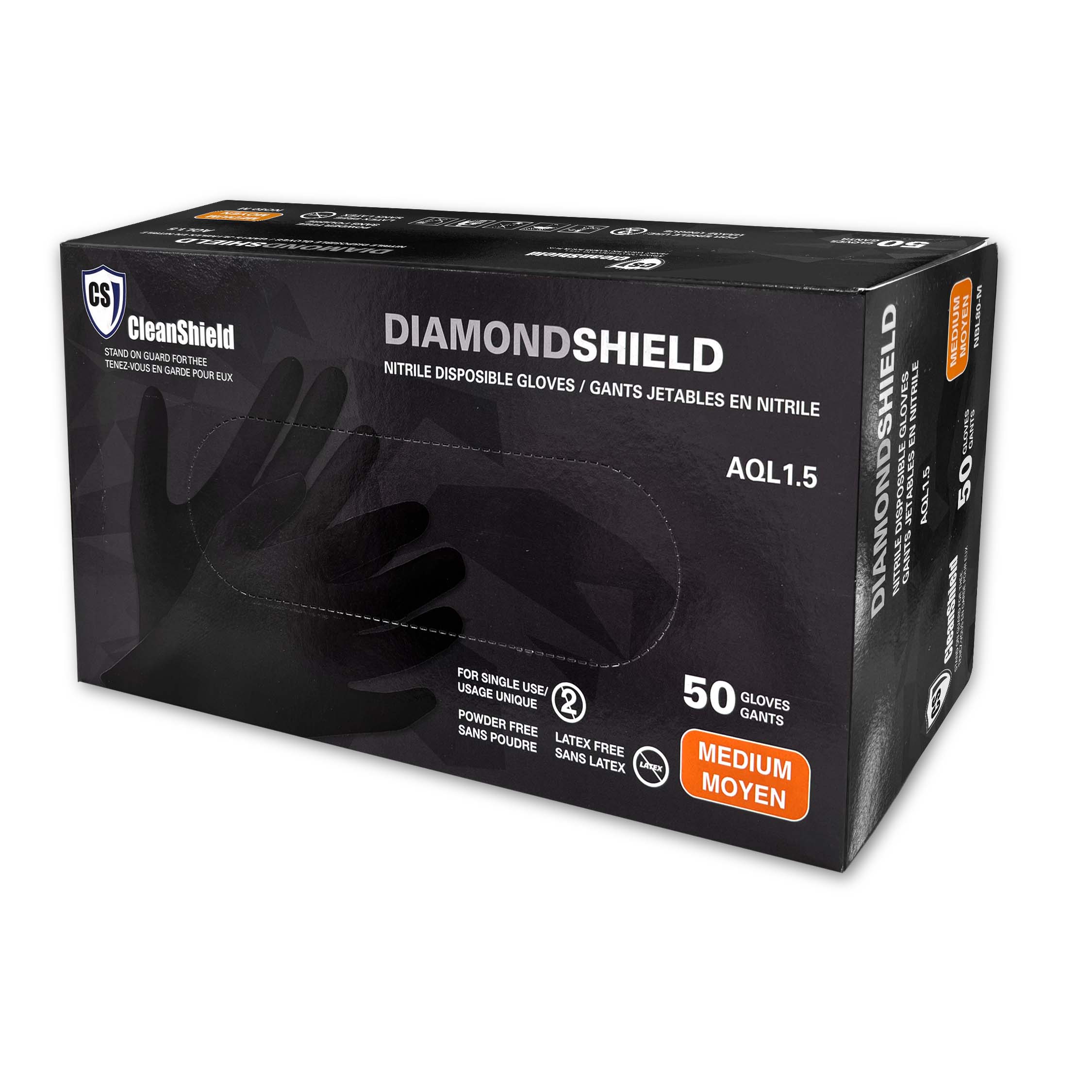 Diamond Shield Nitrile Disposable Gloves Black - Image 2