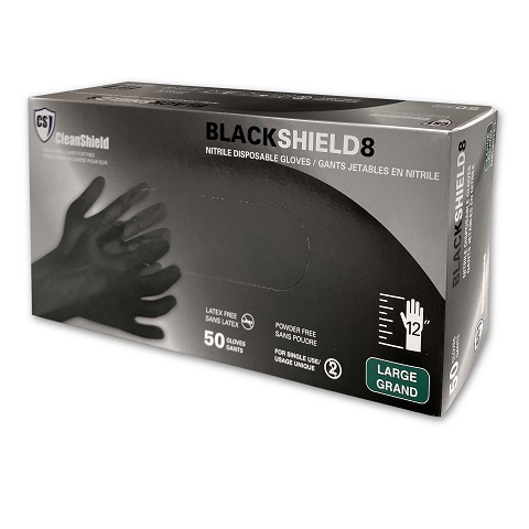 Black Shield8 Nitrile Disposable Gloves, Black - Image 2