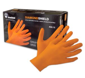 Diamond Shield Nitrile Disposable Gloves Orange