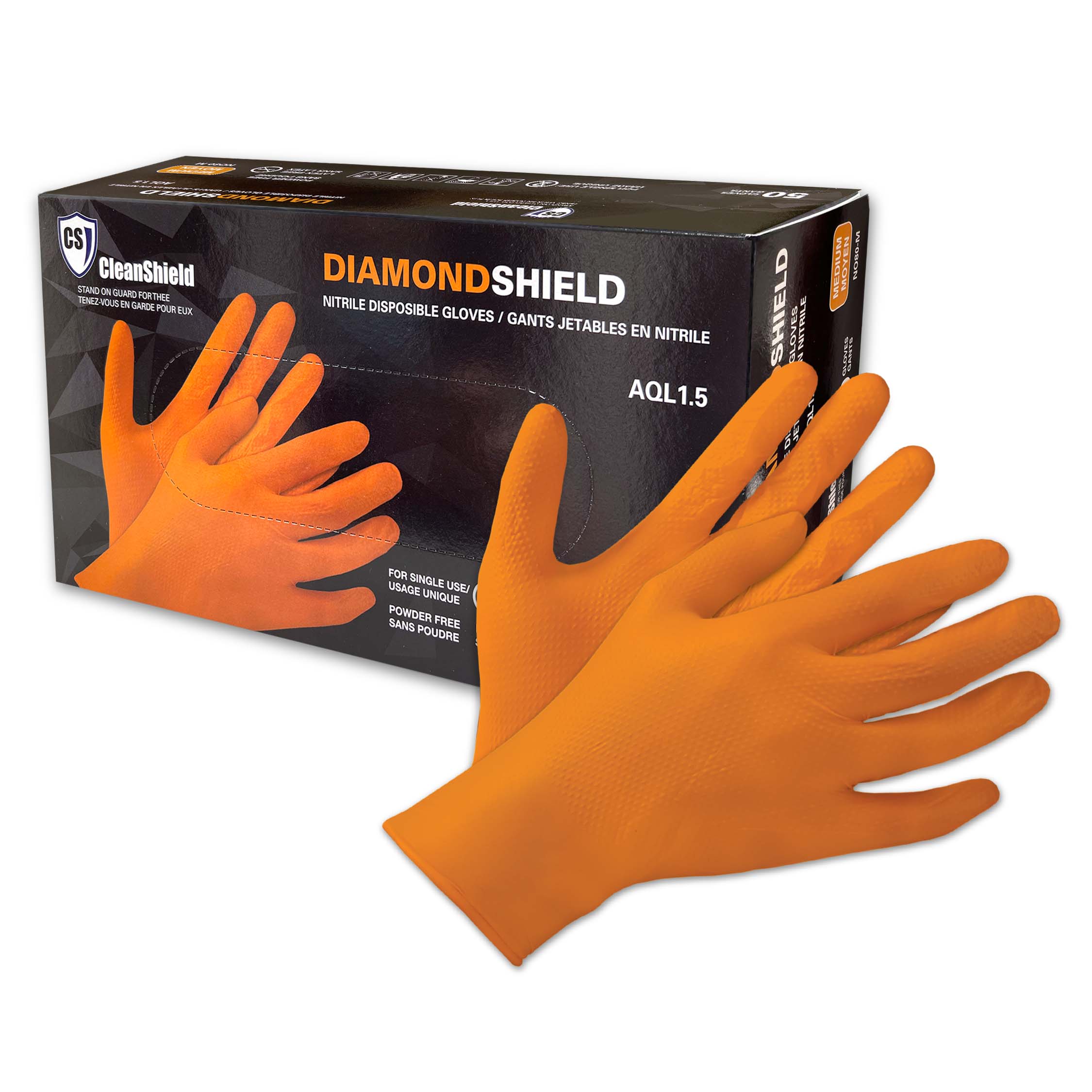 Diamond Shield Nitrile Disposable Gloves Orange