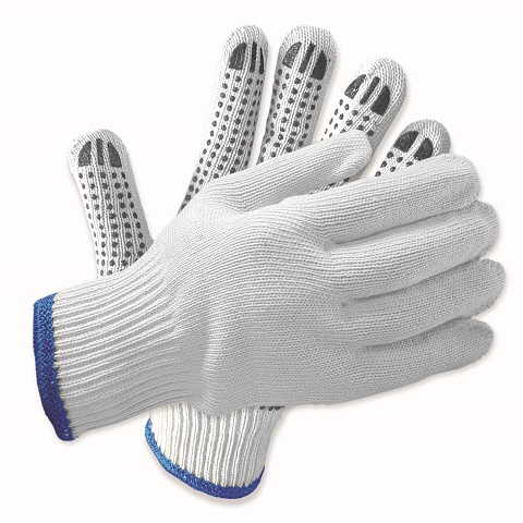 String Knit Gloves With PVC Dots Palm