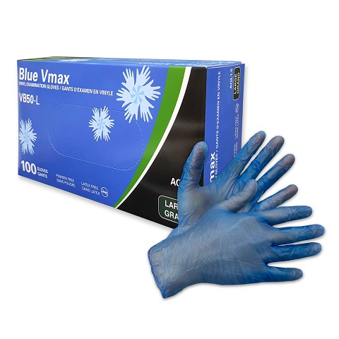 Blue Vmax Vinyl Examination Gloves